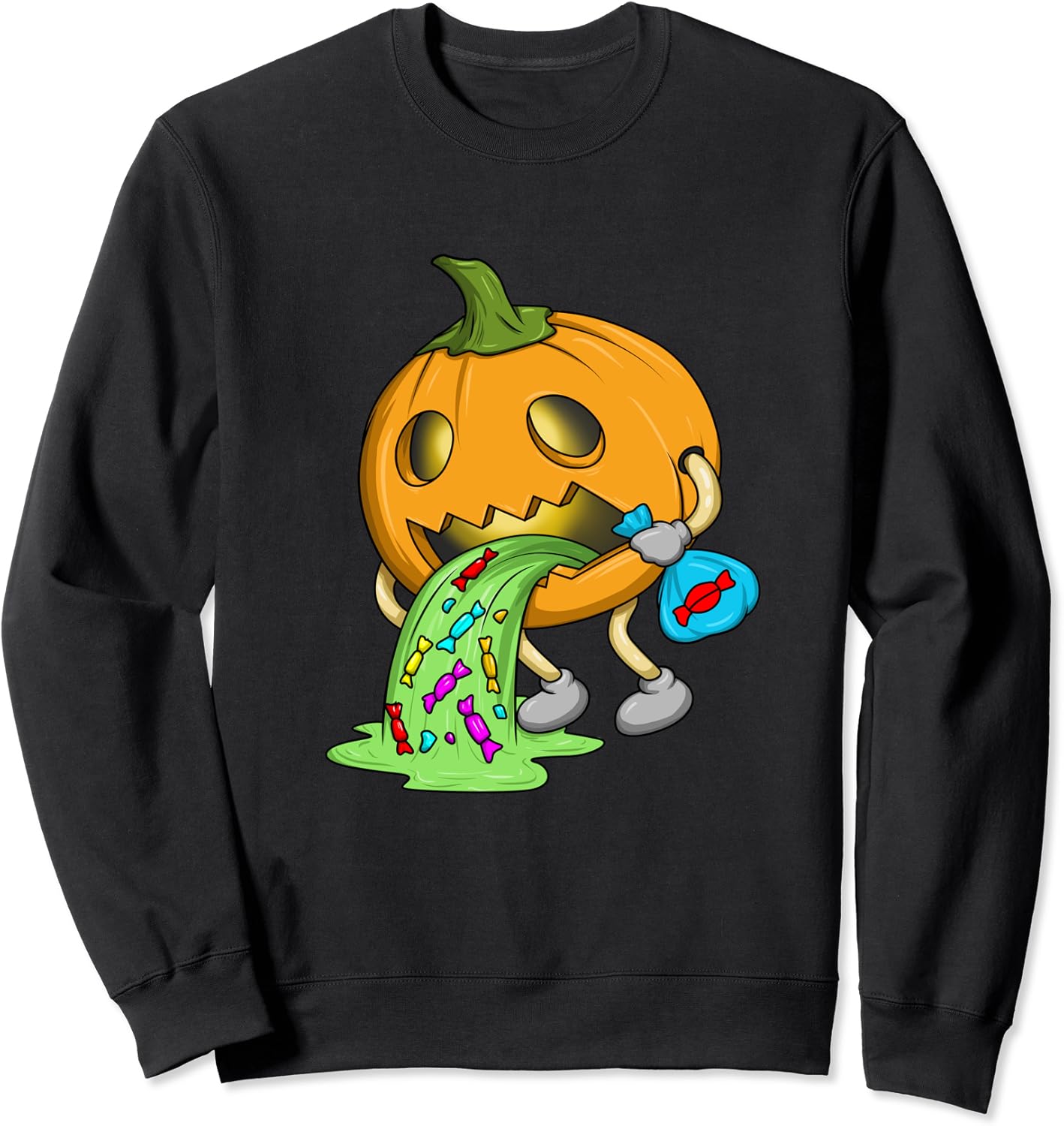 Amazon.com: Puking Pumpkin Too Much Candy Jack O Lantern Halloween ...